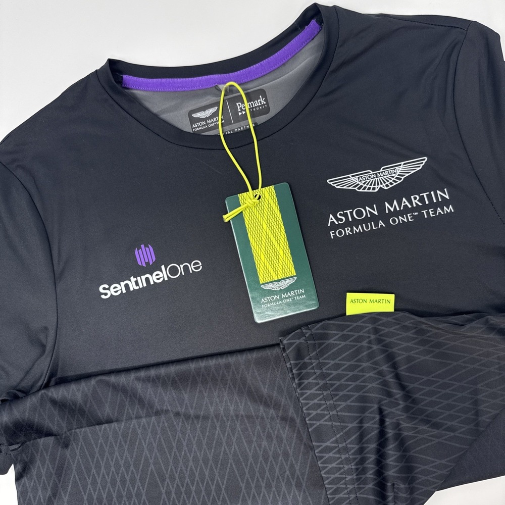 Aston Martin Formula One Team‎ Men Black Tech T-Shirt Pelmark Small NEW